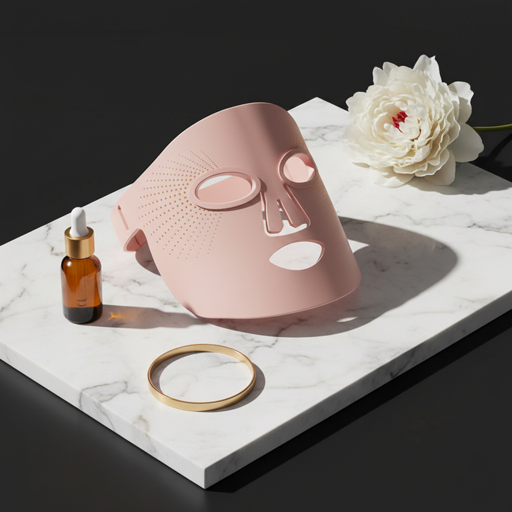 LUXÉRA LED Therapy Mask – Variante Rose, studio marbre Calacatta